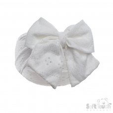 HB118-W: White Cable Headband w/Large Bow